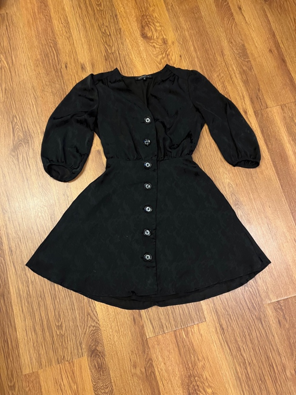 Women's Black Button-Front A-Line Dress